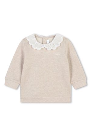 beige cotton sweatshirt CHLOE' KIDS | C20310C03